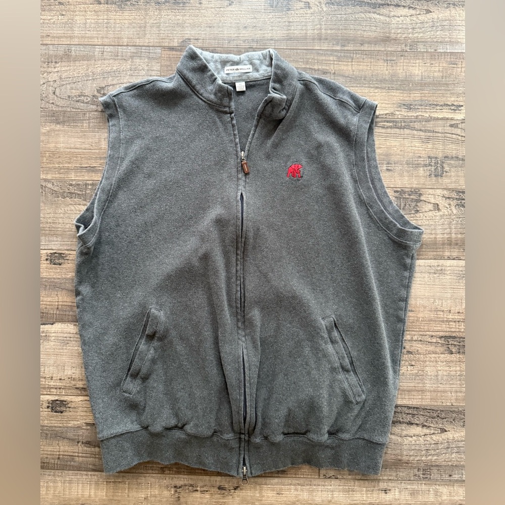 Peter Millar Gray Fleece Vest - Crimson Tide